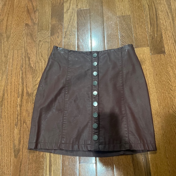 NWOT Free People Faux Leather Button Up Mini Skirt - Picture 2 of 7